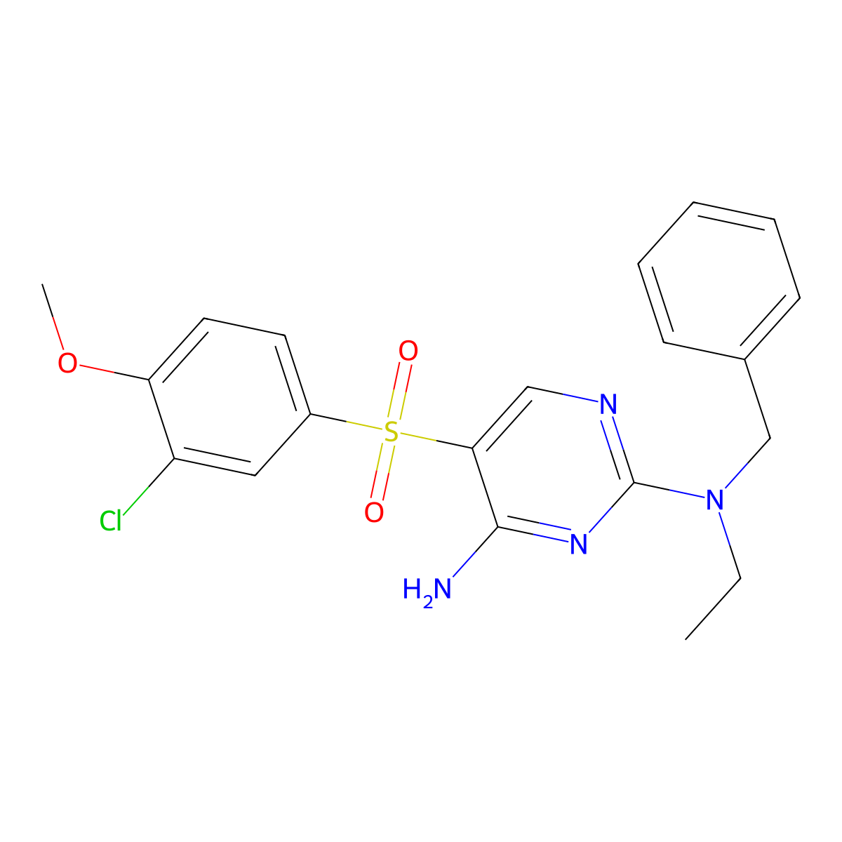N2-benzyl-5-((3-chloro-4-methoxyphenyl)sulfonyl)-N2-ethylpyrimidine-2,4-diamine molecular structure, CAS 1251626-80-8