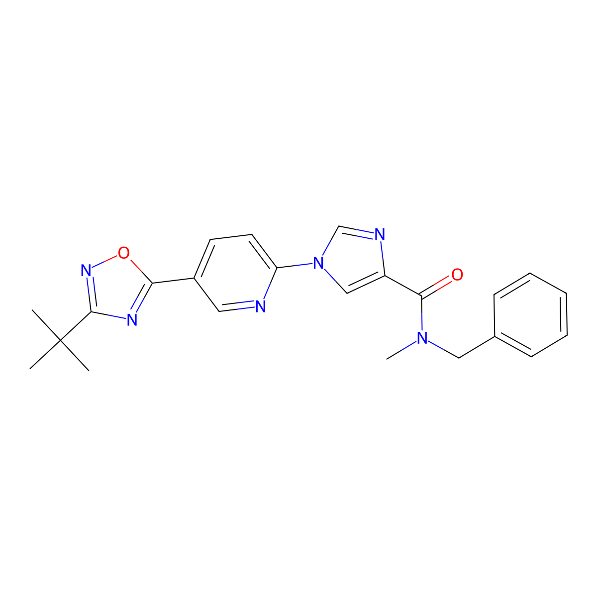 N-benzyl-1-[5-(3-tert-butyl-1,2,4-oxadiazol-5-yl)pyridin-2-yl]-N-methyl-1H-imidazole-4-carboxamide molecular structure, CAS 1251626-85-3