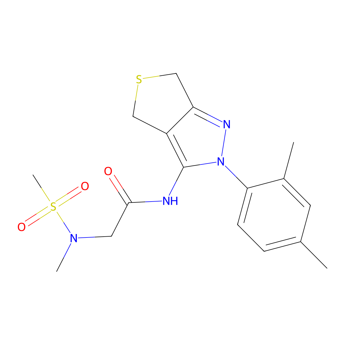 N-[2-(2,4-dimethylphenyl)-2H,4H,6H-thieno[3,4-c]pyrazol-3-yl]-2-(N-methylmethanesulfonamido)acetamide molecular structure, CAS 1251626-88-6