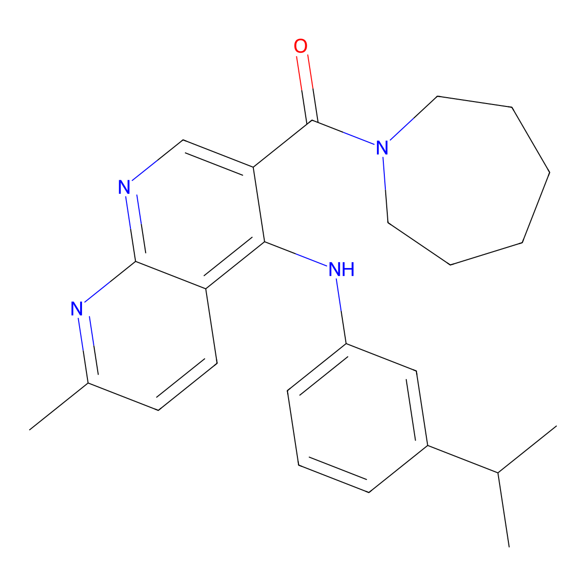 3-(azepane-1-carbonyl)-7-methyl-N-[3-(propan-2-yl)phenyl]-1,8-naphthyridin-4-amine molecular structure, CAS 1251626-91-1