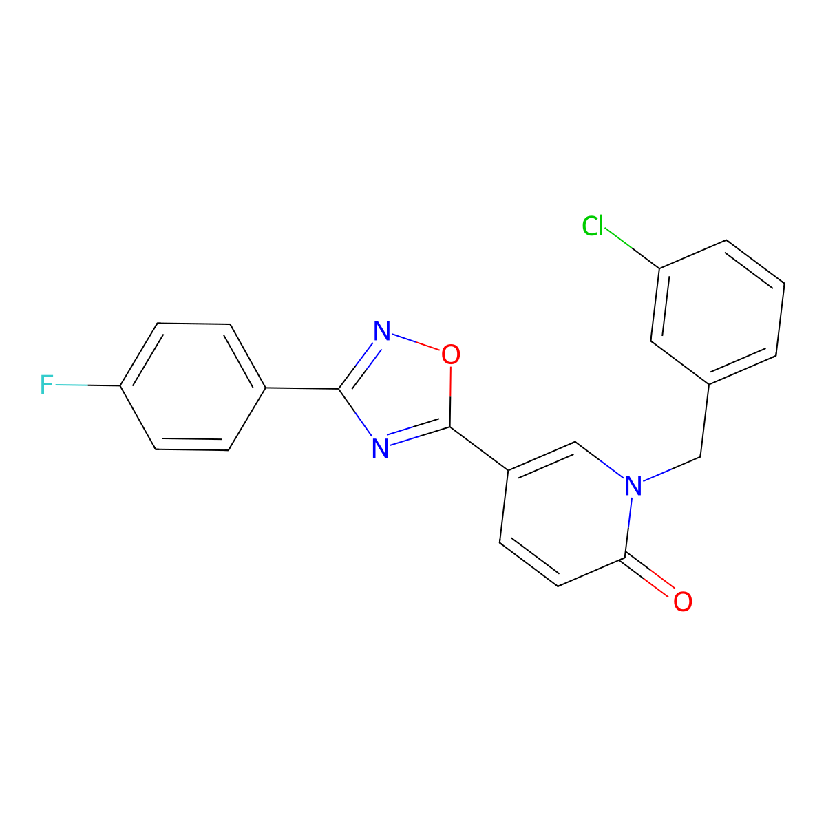 1-(3-chlorobenzyl)-5-(3-(4-fluorophenyl)-1,2,4-oxadiazol-5-yl)pyridin-2(1H)-one molecular structure, CAS 1251626-94-4
