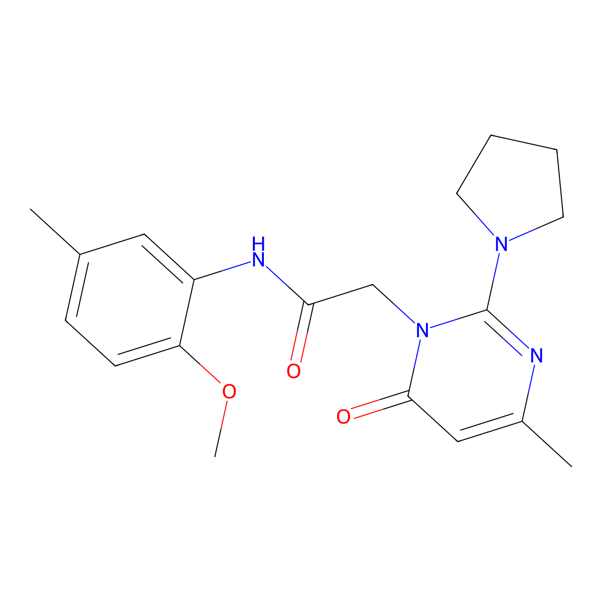 N-(2-methoxy-5-methylphenyl)-2-(4-methyl-6-oxo-2-(pyrrolidin-1-yl)pyrimidin-1(6H)-yl)acetamide molecular structure, CAS 1251627-04-9