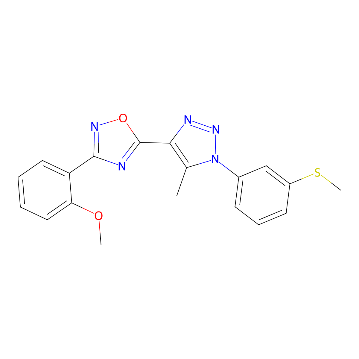 3-(2-methoxyphenyl)-5-{5-methyl-1-[3-(methylsulfanyl)phenyl]-1H-1,2,3-triazol-4-yl}-1,2,4-oxadiazole molecular structure, CAS 1251627-06-1