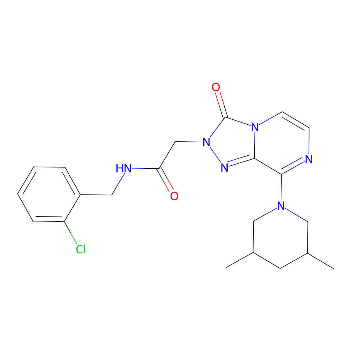 N-(2-chlorobenzyl)-2-(8-(3,5-dimethylpiperidin-1-yl)-3-oxo-[1,2,4]triazolo[4,3-a]pyrazin-2(3H)-yl)acetamide molecular structure, CAS 1251627-08-3