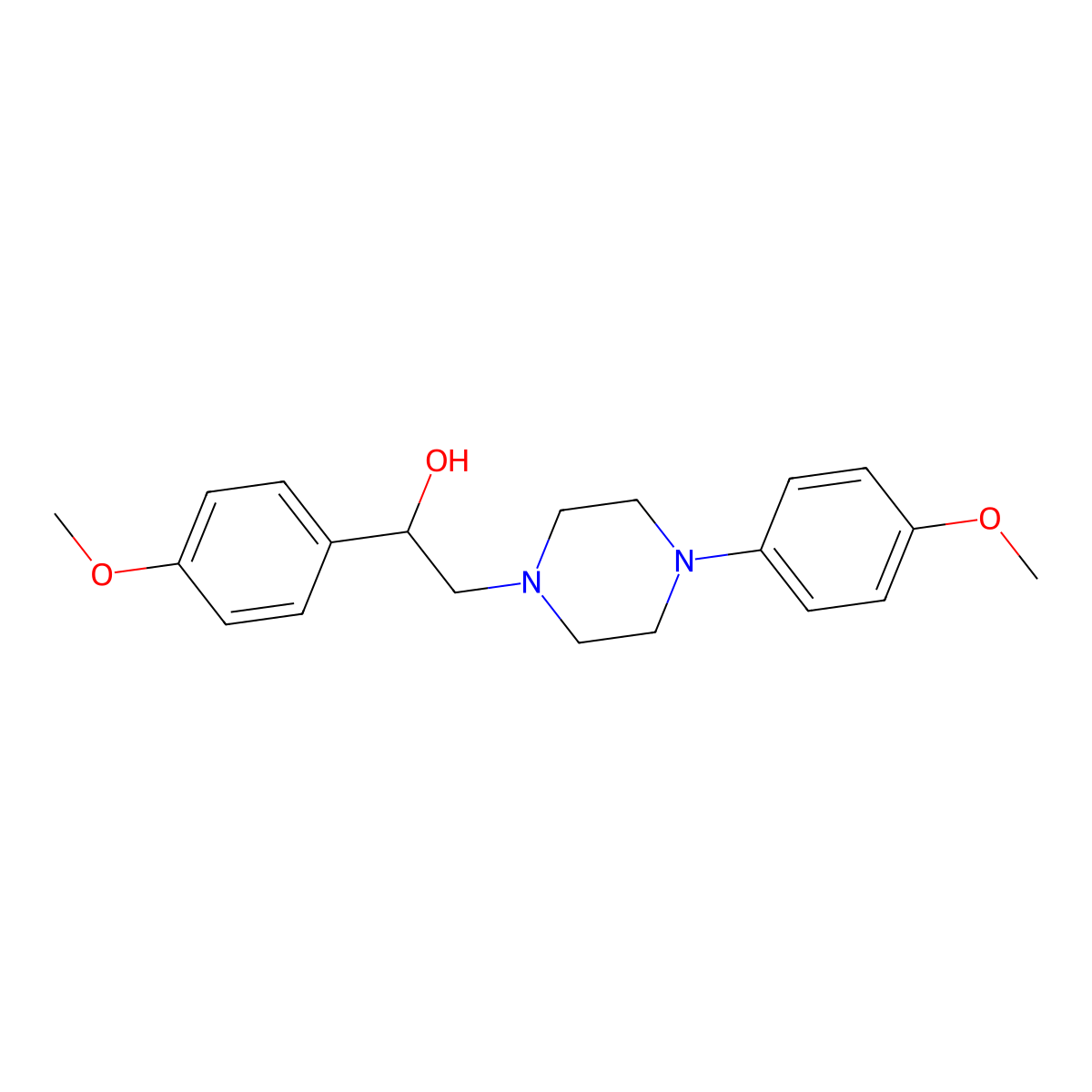 1-(4-Methoxyphenyl)-2-(4-(4-methoxyphenyl)piperazin-1-yl)ethanol molecular structure, CAS 1251627-09-4
