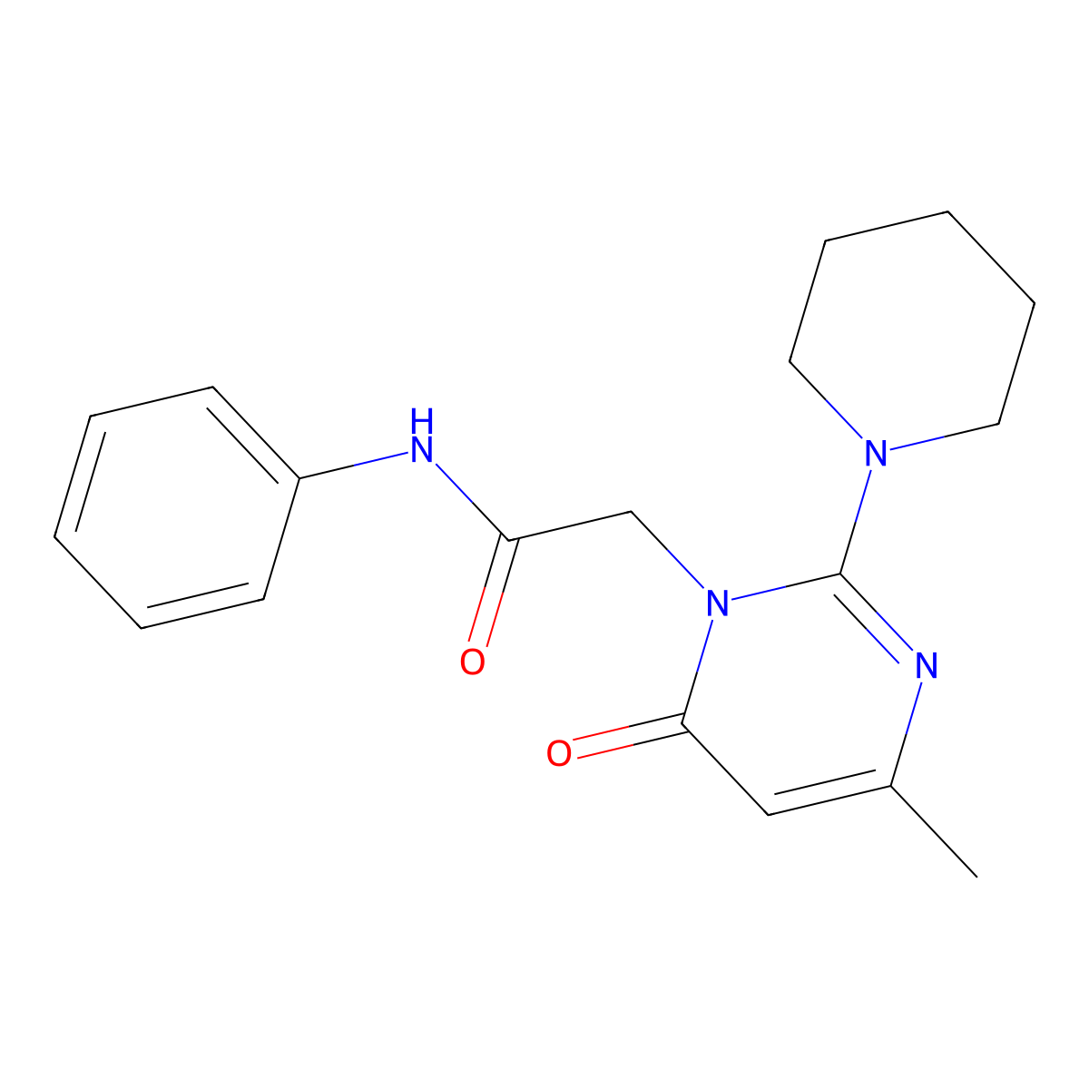2-(4-methyl-6-oxo-2-piperidin-1-ylpyrimidin-1(6H)-yl)-N-phenylacetamide molecular structure, CAS 1251627-11-8