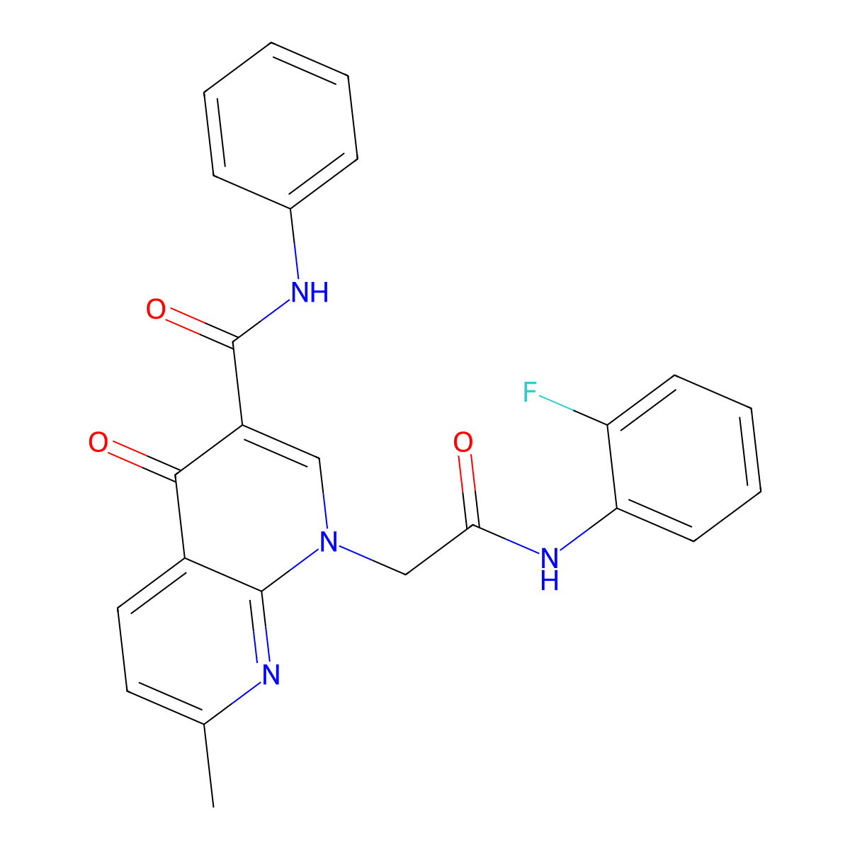 1-(2-((2-fluorophenyl)amino)-2-oxoethyl)-7-methyl-4-oxo-N-phenyl-1,4-dihydro-1,8-naphthyridine-3-carboxamide molecular structure, CAS 1251627-23-2