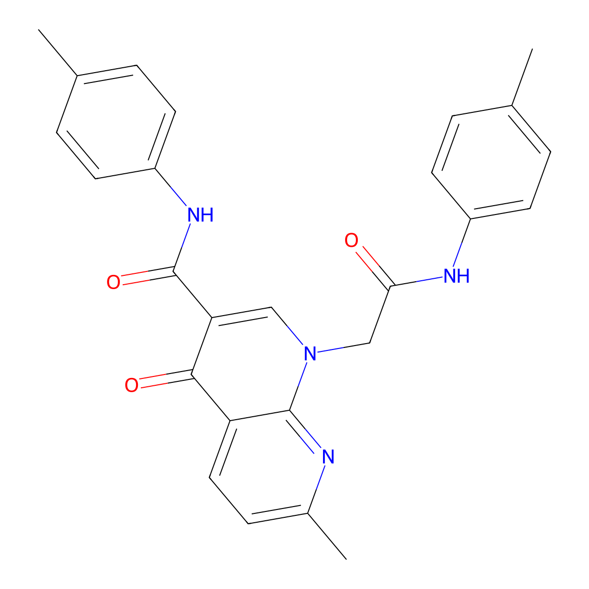 7-methyl-4-oxo-1-(2-oxo-2-(p-tolylamino)ethyl)-N-(p-tolyl)-1,4-dihydro-1,8-naphthyridine-3-carboxamide molecular structure, CAS 1251627-34-5