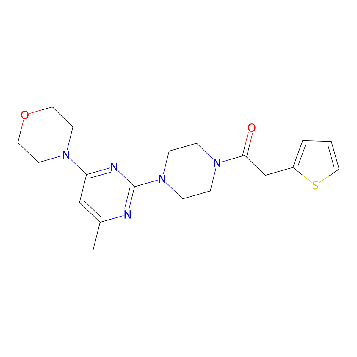 1-(4-(4-Methyl-6-morpholinopyrimidin-2-yl)piperazin-1-yl)-2-(thiophen-2-yl)ethanone molecular structure, CAS 1251627-42-5