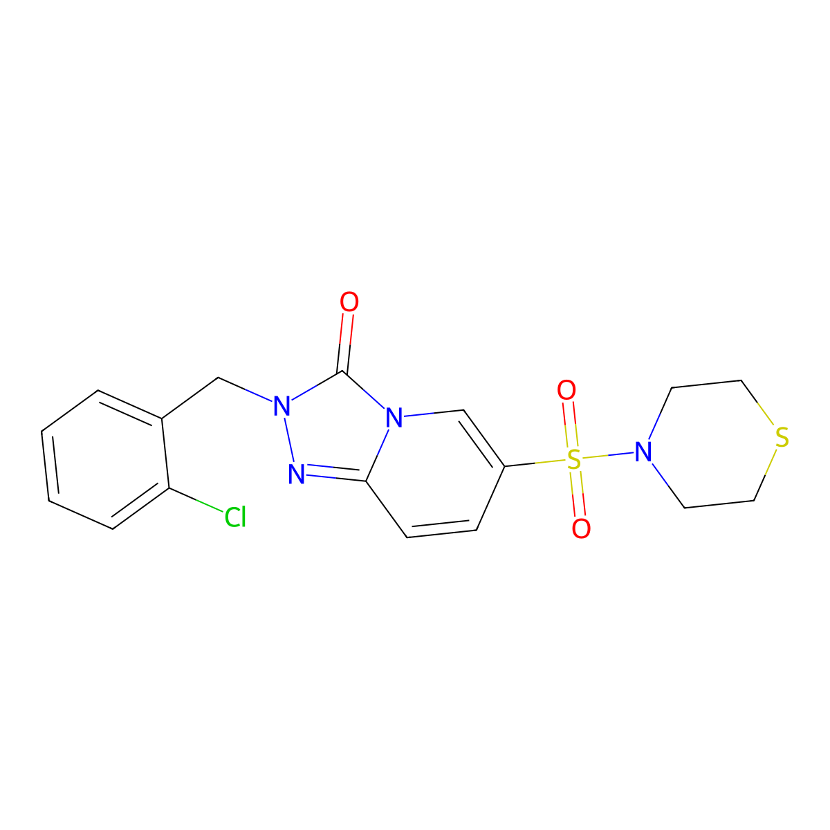 2-(2-chlorobenzyl)-6-(thiomorpholinosulfonyl)-[1,2,4]triazolo[4,3-a]pyridin-3(2H)-one molecular structure, CAS 1251627-78-7