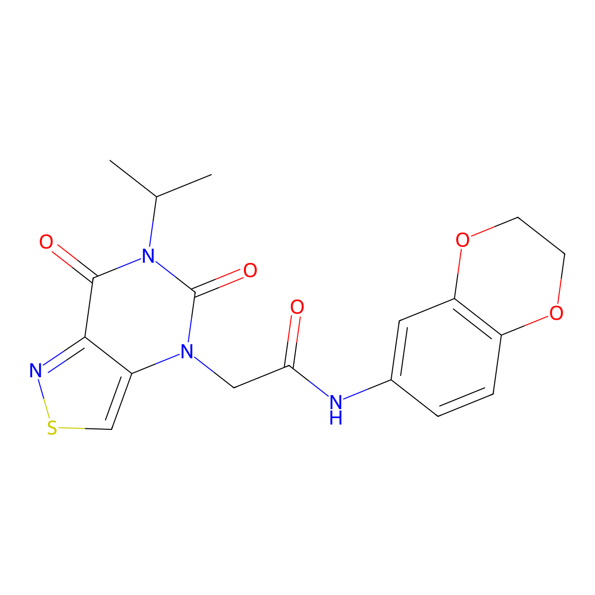 N-(2,3-dihydro-1,4-benzodioxin-6-yl)-2-[5,7-dioxo-6-(propan-2-yl)-4H,5H,6H,7H-[1,2]thiazolo[4,3-d]pyrimidin-4-yl]acetamide molecular structure, CAS 1251627-83-4
