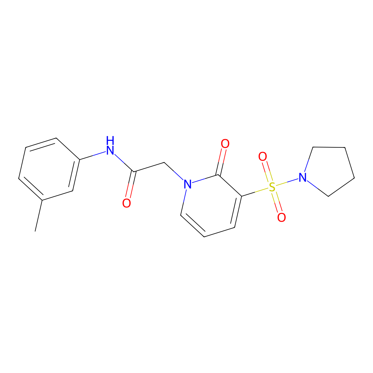 N-(3-methylphenyl)-2-[2-oxo-3-(pyrrolidine-1-sulfonyl)-1,2-dihydropyridin-1-yl]acetamide molecular structure, CAS 1251627-85-6