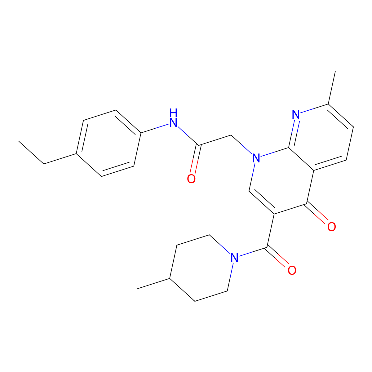 N-(4-ethylphenyl)-2-(7-methyl-3-(4-methylpiperidine-1-carbonyl)-4-oxo-1,8-naphthyridin-1(4H)-yl)acetamide molecular structure, CAS 1251627-88-9