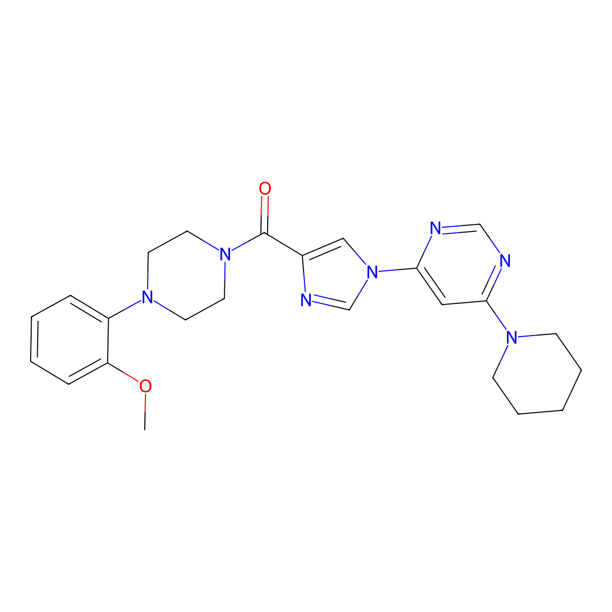 [4-(2-methoxyphenyl)piperazino][1-(6-piperidino-4-pyrimidinyl)-1H-imidazol-4-yl]methanone molecular structure, CAS 1251627-89-0