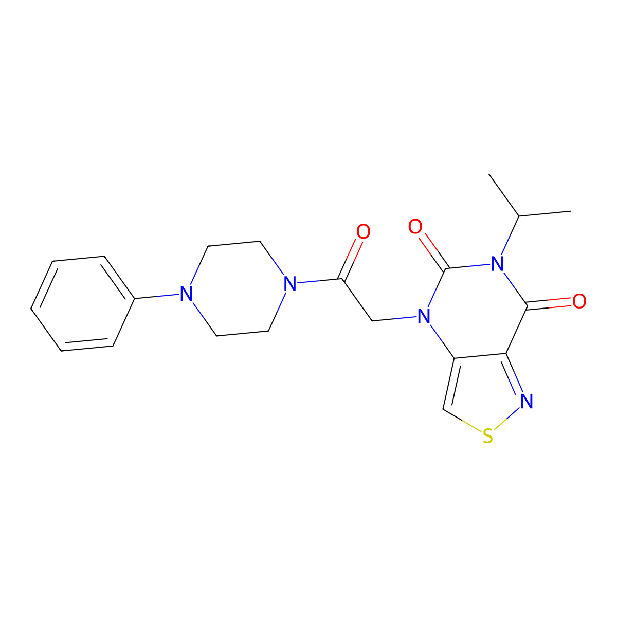 6-isopropyl-4-(2-oxo-2-(4-phenylpiperazin-1-yl)ethyl)isothiazolo[4,3-d]pyrimidine-5,7(4H,6H)-dione molecular structure, CAS 1251627-92-5