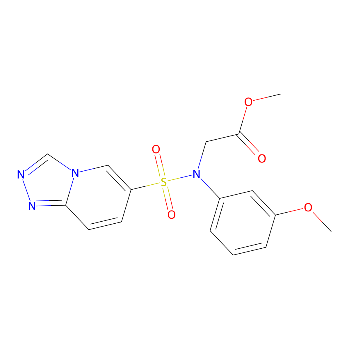 Methyl 2-[3-methoxy([1,2,4]triazolo[4,3-a]pyridin-6-ylsulfonyl)anilino]acetate molecular structure, CAS 1251627-95-8