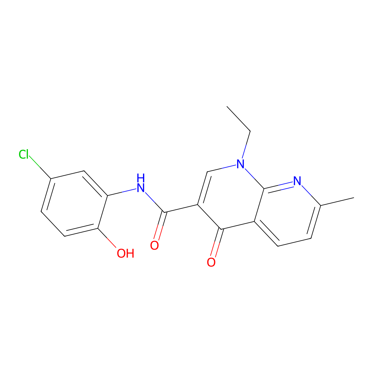 N-(5-chloro-2-hydroxyphenyl)-1-ethyl-7-methyl-4-oxo-1,4-dihydro-1,8-naphthyridine-3-carboxamide molecular structure, CAS 1251627-98-1