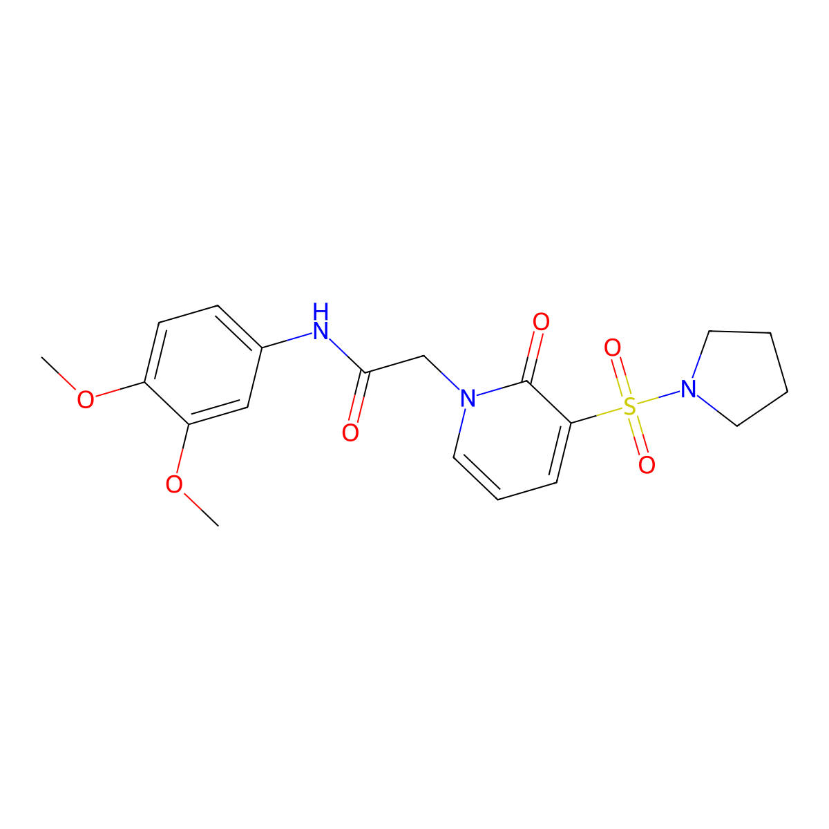 N-(3,4-dimethoxyphenyl)-2-(2-oxo-3-(pyrrolidin-1-ylsulfonyl)pyridin-1(2H)-yl)acetamide molecular structure, CAS 1251628-00-8