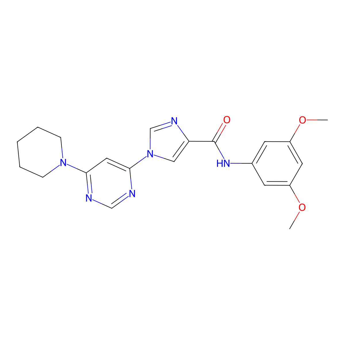 N-(3,5-dimethoxyphenyl)-1-[6-(piperidin-1-yl)pyrimidin-4-yl]-1H-imidazole-4-carboxamide molecular structure, CAS 1251628-02-0