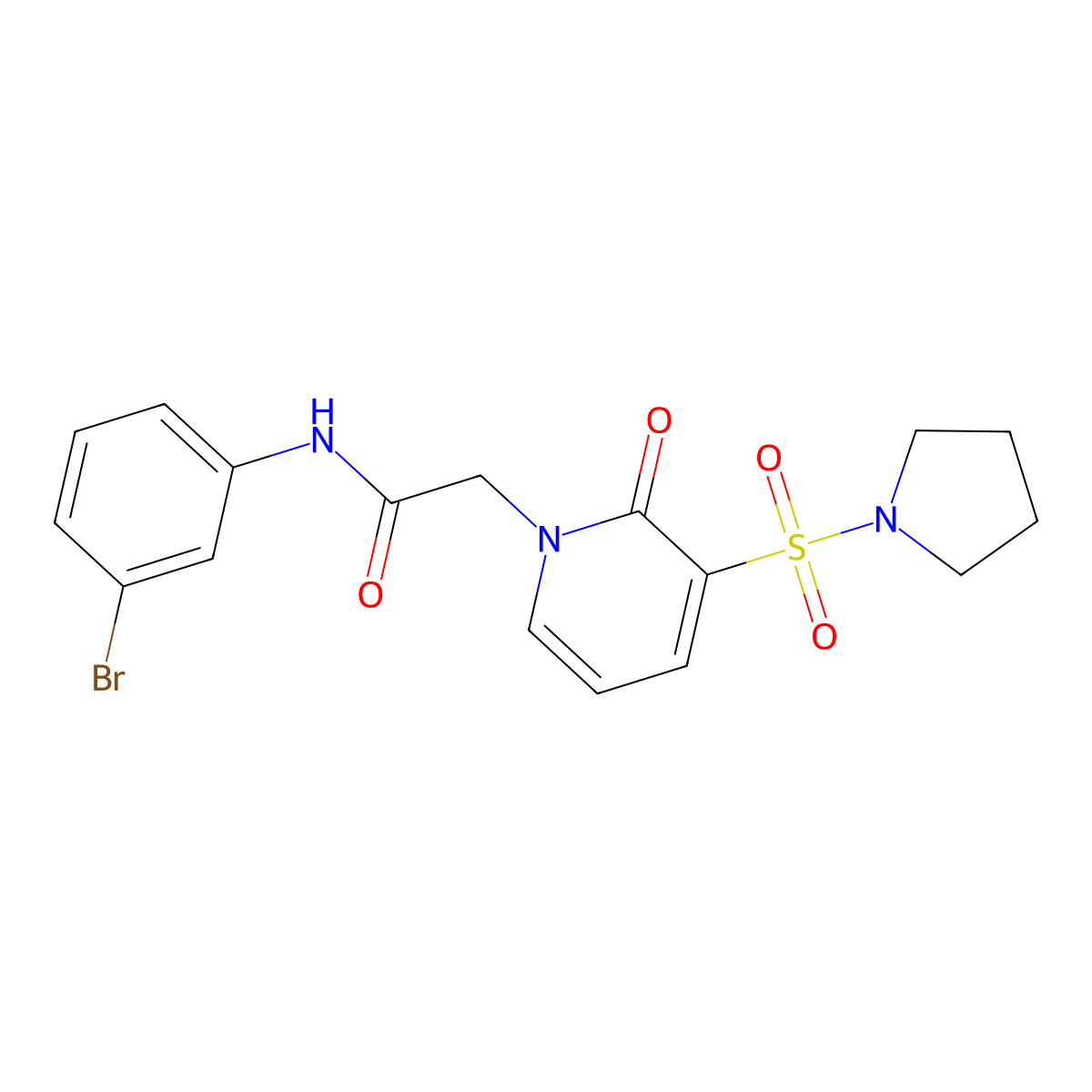 N-(3-bromophenyl)-2-(2-oxo-3-(pyrrolidin-1-ylsulfonyl)pyridin-1(2H)-yl)acetamide molecular structure, CAS 1251628-05-3