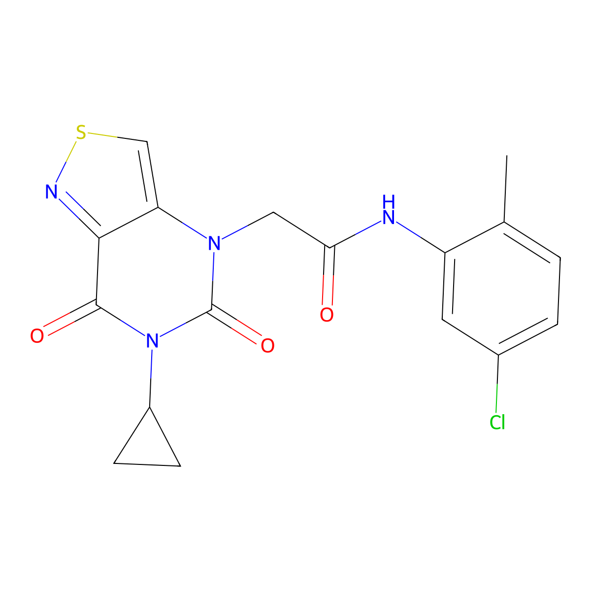 N-(5-chloro-2-methylphenyl)-2-{6-cyclopropyl-5,7-dioxo-4H,5H,6H,7H-[1,2]thiazolo[4,3-d]pyrimidin-4-yl}acetamide molecular structure, CAS 1251628-09-7