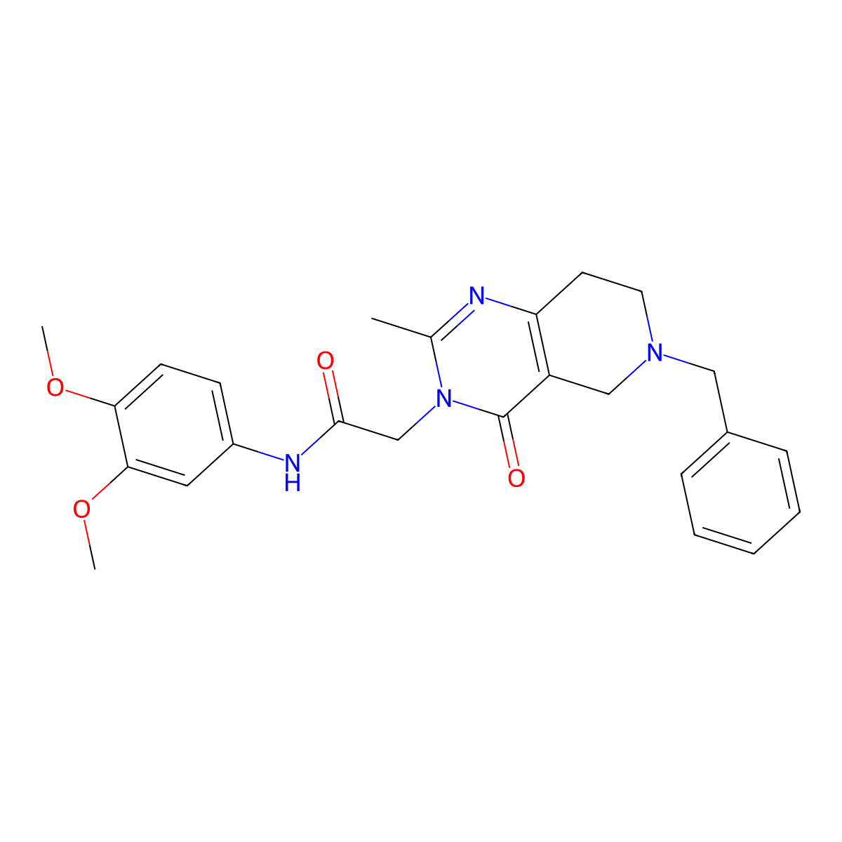 2-(6-benzyl-2-methyl-4-oxo-5,6,7,8-tetrahydropyrido[4,3-d]pyrimidin-3(4H)-yl)-N-(3,4-dimethoxyphenyl)acetamide molecular structure, CAS 1251628-21-3
