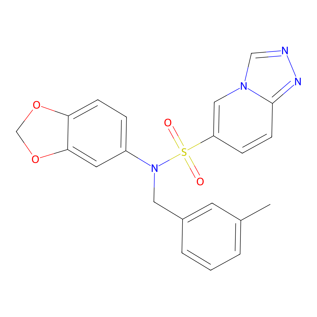 N-1,3-benzodioxol-5-yl-N-(3-methylbenzyl)[1,2,4]triazolo[4,3-a]pyridine-6-sulfonamide molecular structure, CAS 1251628-29-1