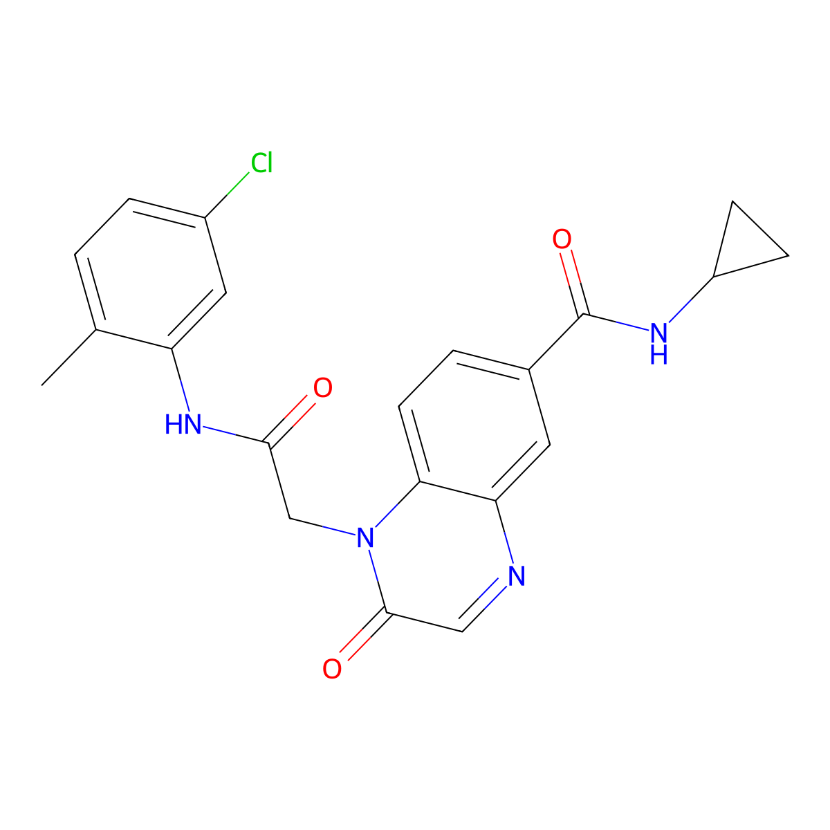1-{[(5-chloro-2-methylphenyl)carbamoyl]methyl}-N-cyclopropyl-2-oxo-1,2-dihydroquinoxaline-6-carboxamide molecular structure, CAS 1251628-33-7