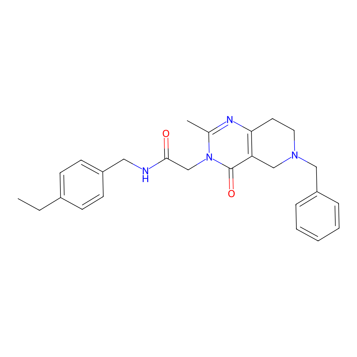 2-(6-benzyl-2-methyl-4-oxo-5,6,7,8-tetrahydropyrido[4,3-d]pyrimidin-3(4H)-yl)-N-(4-ethylbenzyl)acetamide molecular structure, CAS 1251628-37-1