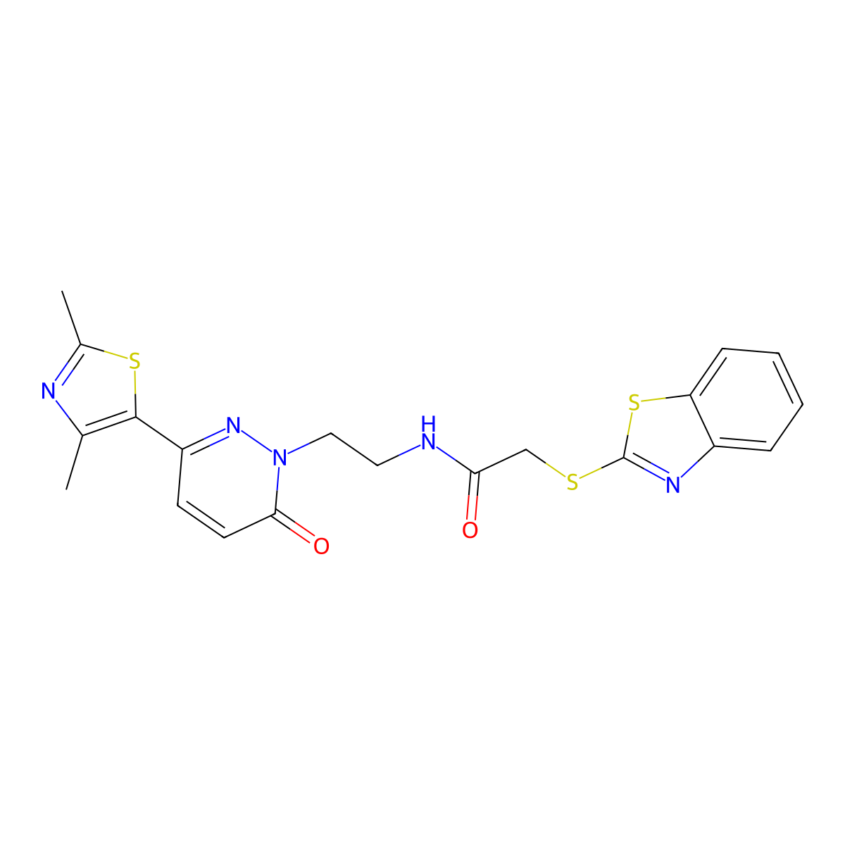 2-(benzo[d]thiazol-2-ylthio)-N-(2-(3-(2,4-dimethylthiazol-5-yl)-6-oxopyridazin-1(6H)-yl)ethyl)acetamide molecular structure, CAS 1251628-38-2