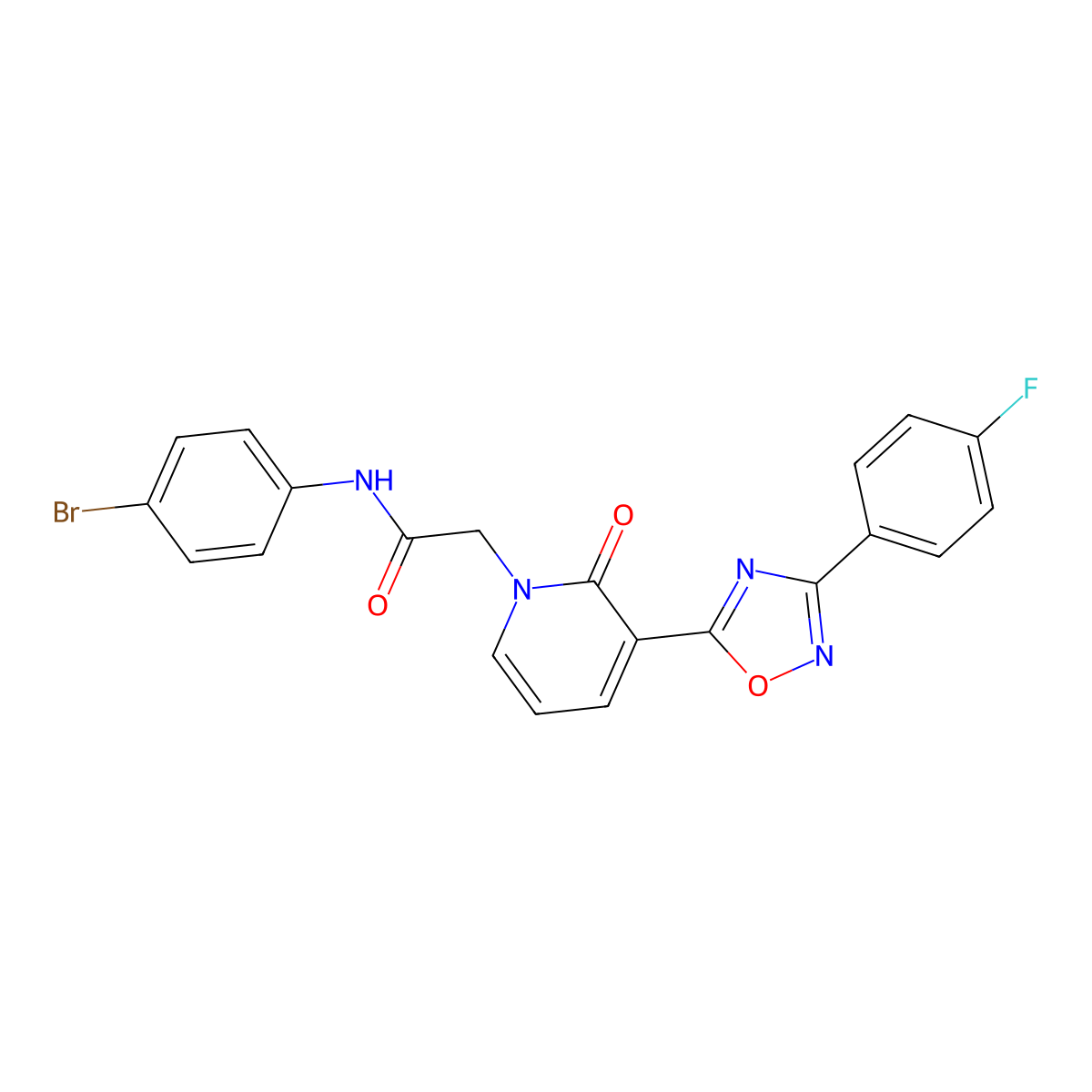 N-(4-bromophenyl)-2-(3-(3-(4-fluorophenyl)-1,2,4-oxadiazol-5-yl)-2-oxopyridin-1(2H)-yl)acetamide molecular structure, CAS 1251628-48-4