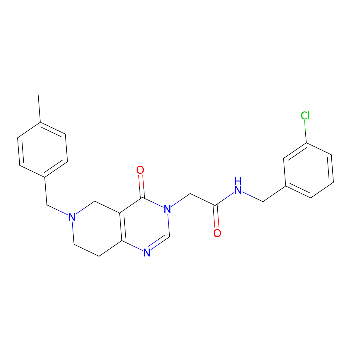 N-(3-chlorobenzyl)-2-(6-(4-methylbenzyl)-4-oxo-5,6,7,8-tetrahydropyrido[4,3-d]pyrimidin-3(4H)-yl)acetamide molecular structure, CAS 1251628-50-8