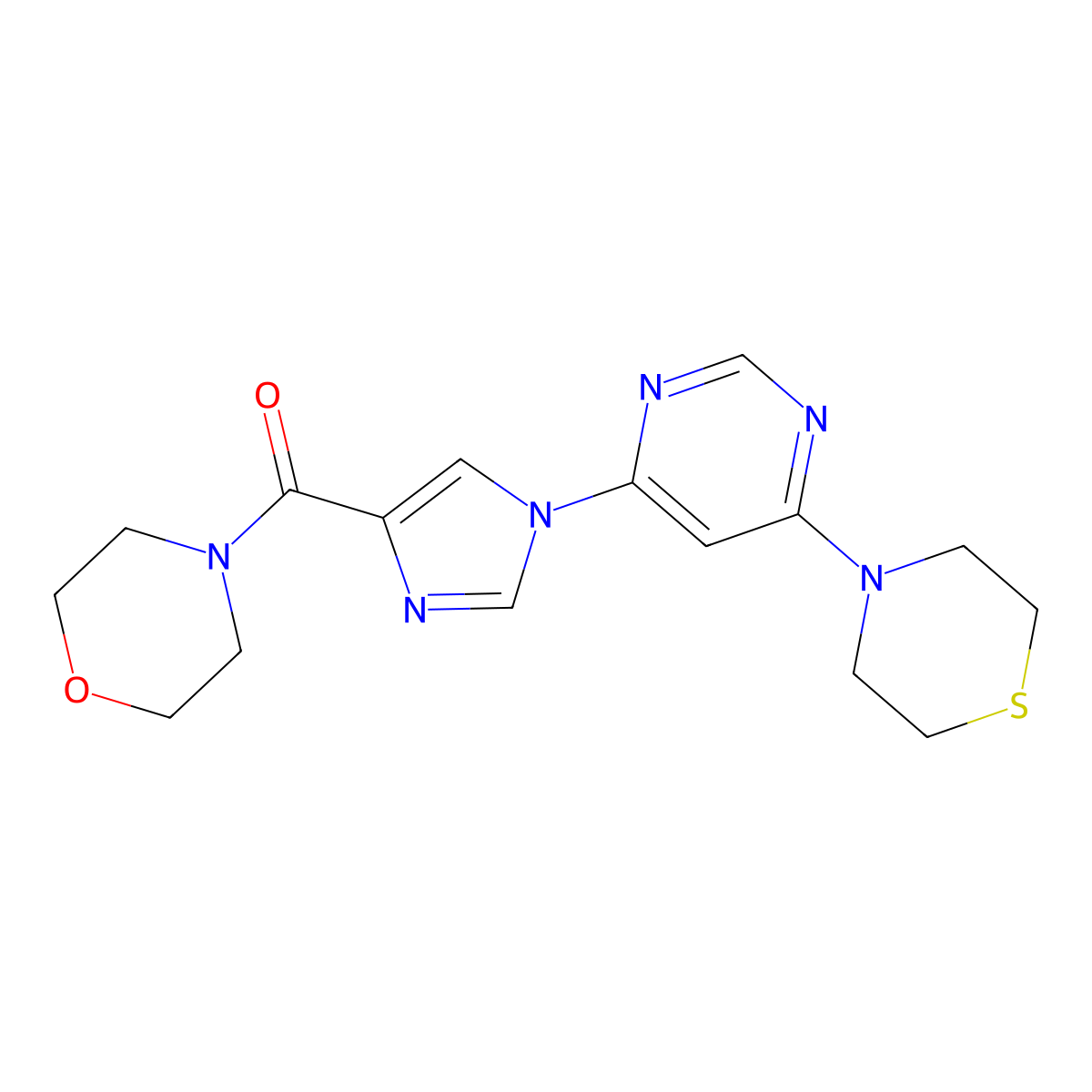 morpholino(1-(6-thiomorpholinopyrimidin-4-yl)-1H-imidazol-4-yl)methanone molecular structure, CAS 1251628-52-0