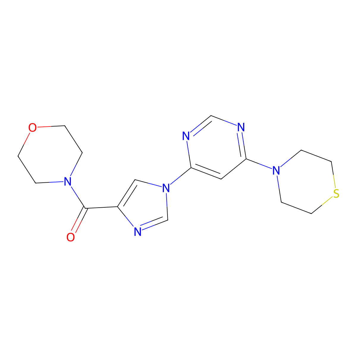 morpholino(1-(6-thiomorpholinopyrimidin-4-yl)-1H-imidazol-4-yl)methanone molecular structure, CAS 1251628-52-0
