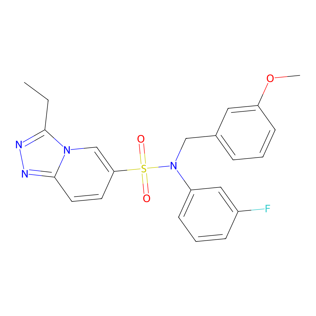 3-ethyl-N-(3-fluorophenyl)-N-[(3-methoxyphenyl)methyl]-[1,2,4]triazolo[4,3-a]pyridine-6-sulfonamide molecular structure, CAS 1251628-57-5