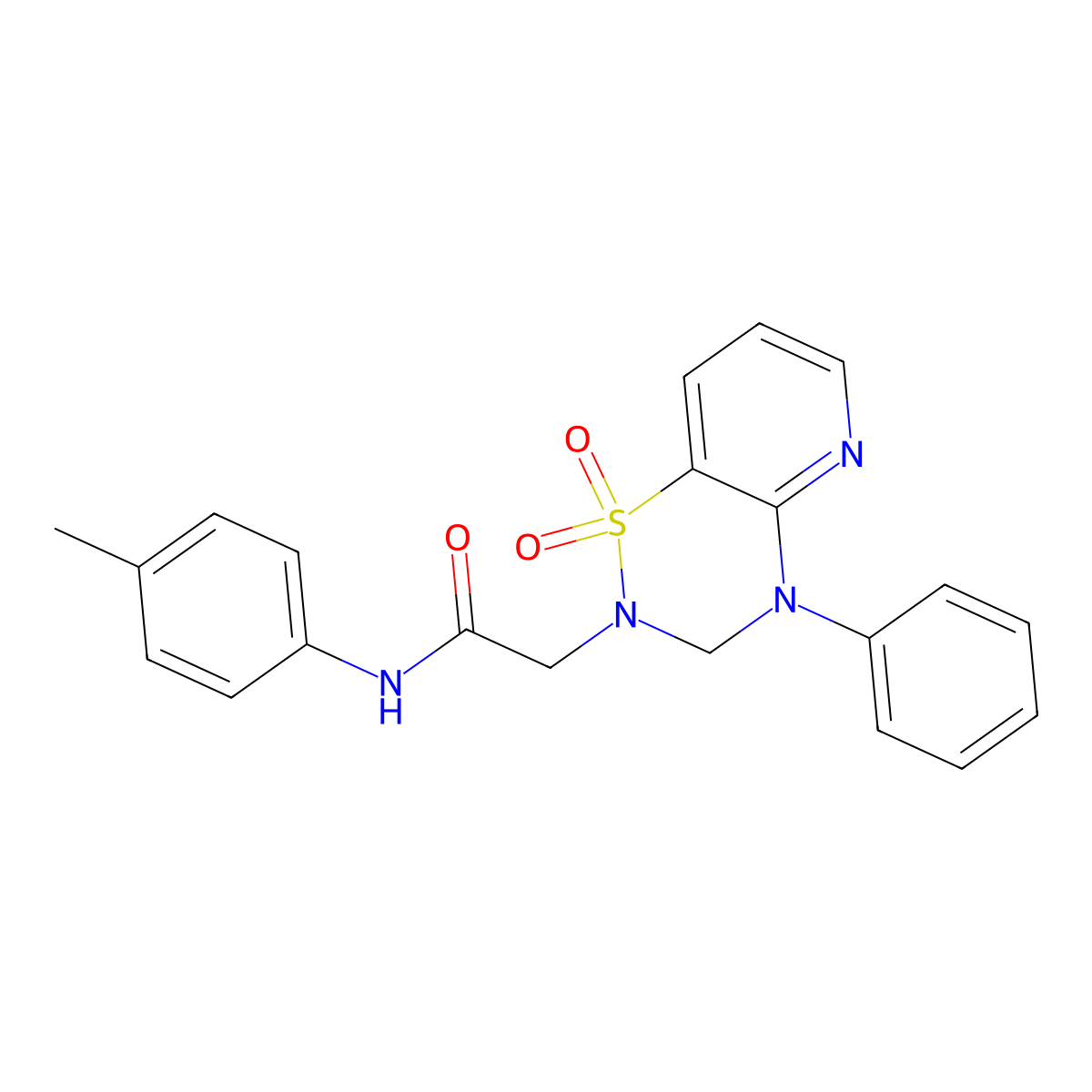 2-(1,1-dioxido-4-phenyl-3,4-dihydro-2H-pyrido[2,3-e][1,2,4]thiadiazin-2-yl)-N-(p-tolyl)acetamide molecular structure, CAS 1251628-62-2