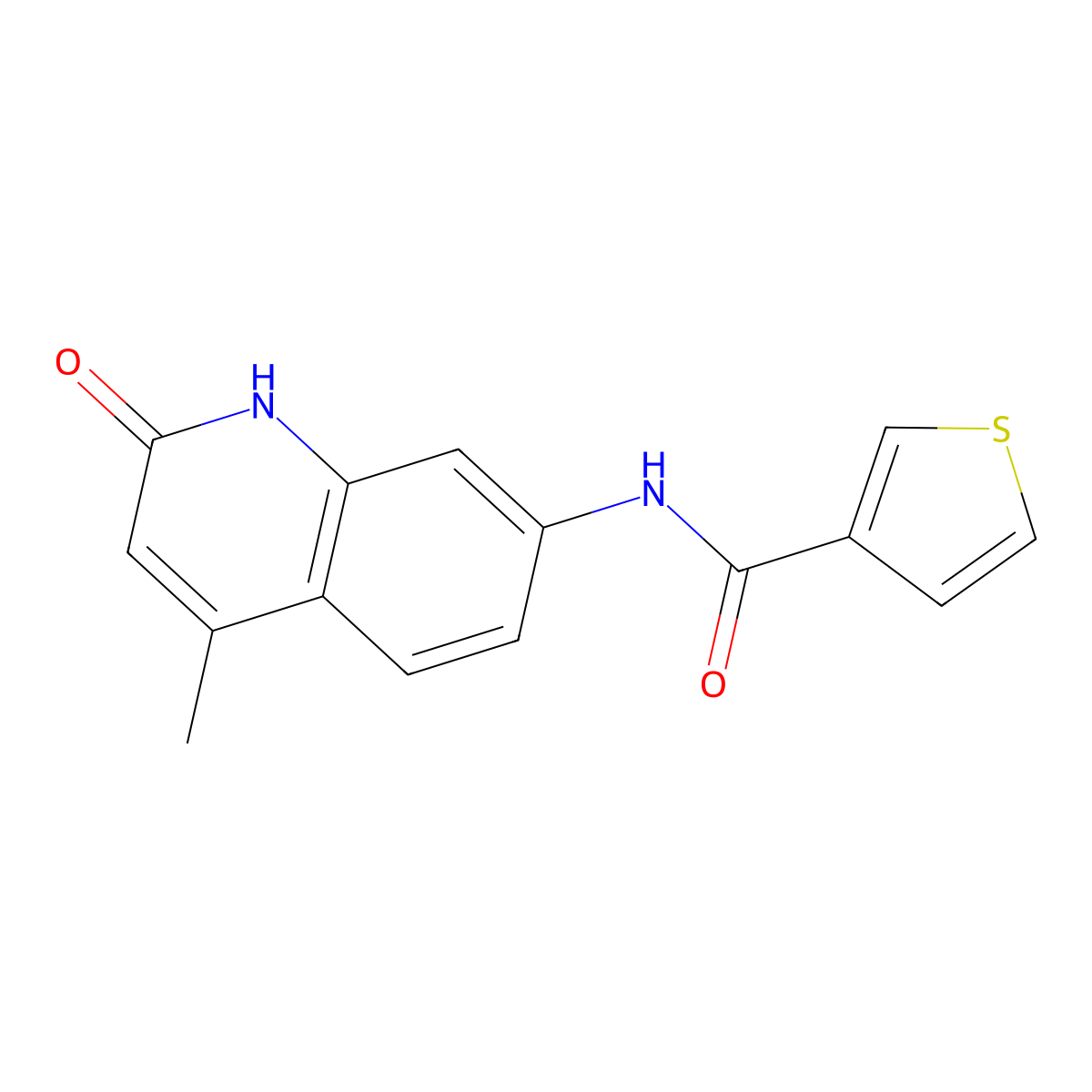 N-(4-methyl-2-oxo-1,2-dihydroquinolin-7-yl)thiophene-3-carboxamide molecular structure, CAS 1251628-63-3