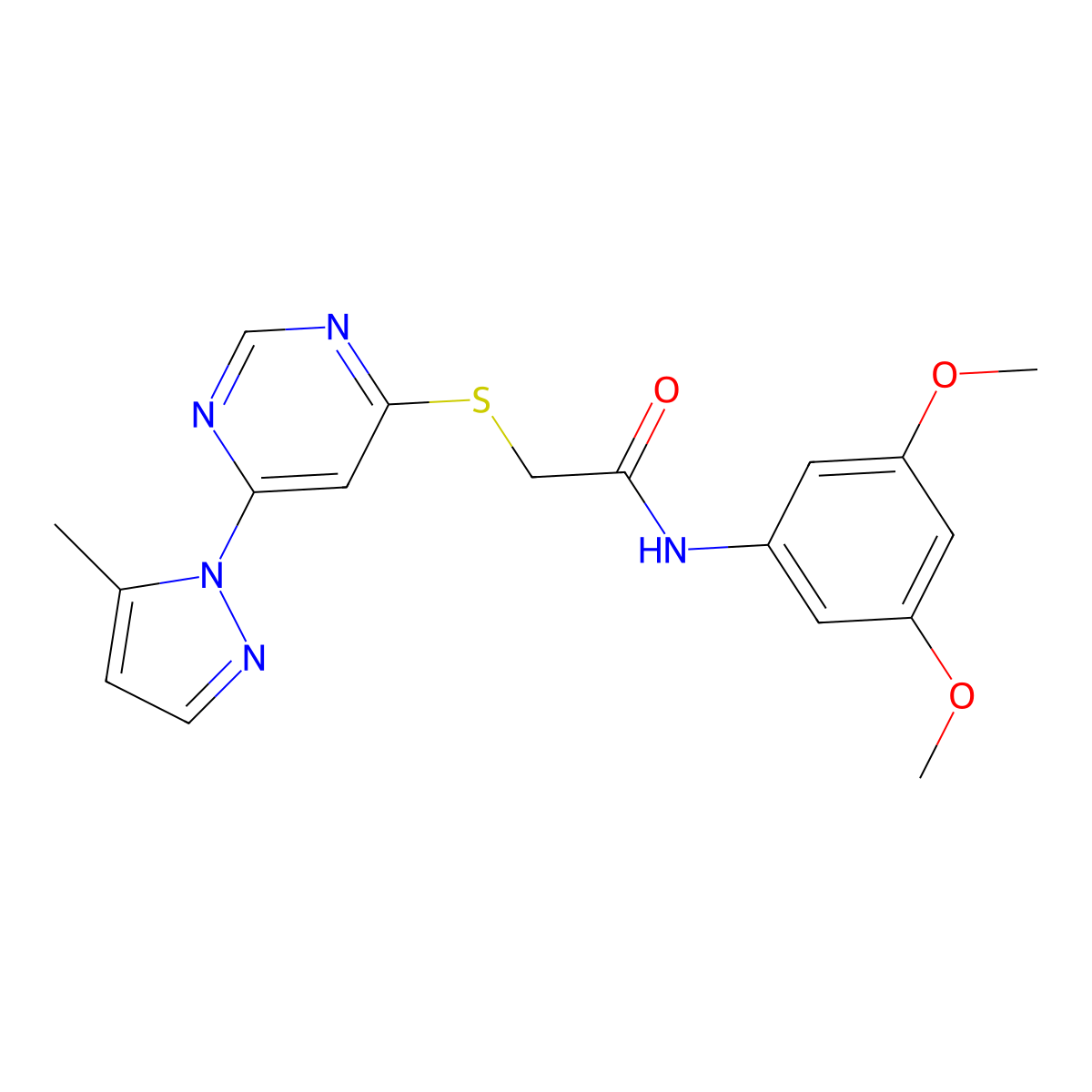 N-(3,5-dimethoxyphenyl)-2-{[6-(5-methyl-1H-pyrazol-1-yl)pyrimidin-4-yl]sulfanyl}acetamide molecular structure, CAS 1251628-66-6