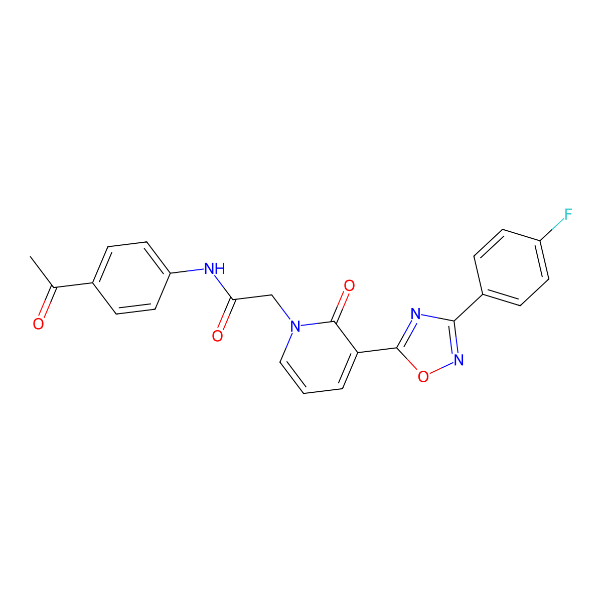 N-(4-acetylphenyl)-2-(3-(3-(4-fluorophenyl)-1,2,4-oxadiazol-5-yl)-2-oxopyridin-1(2H)-yl)acetamide molecular structure, CAS 1251628-68-8