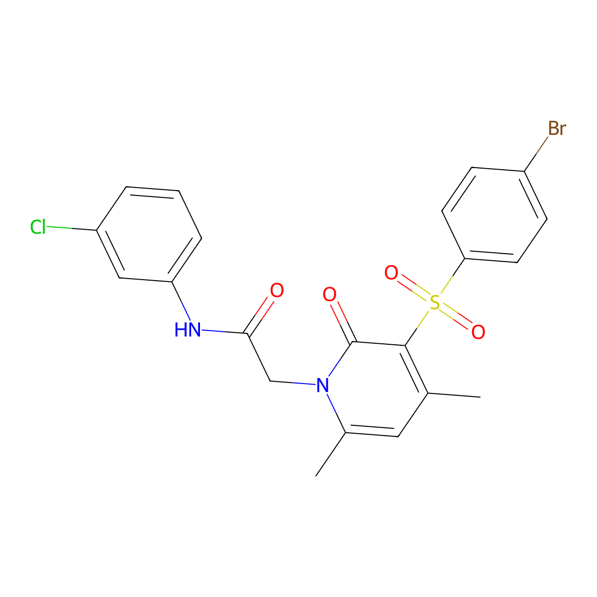 2-(3-((4-bromophenyl)sulfonyl)-4,6-dimethyl-2-oxopyridin-1(2H)-yl)-N-(3-chlorophenyl)acetamide molecular structure, CAS 1251628-71-3
