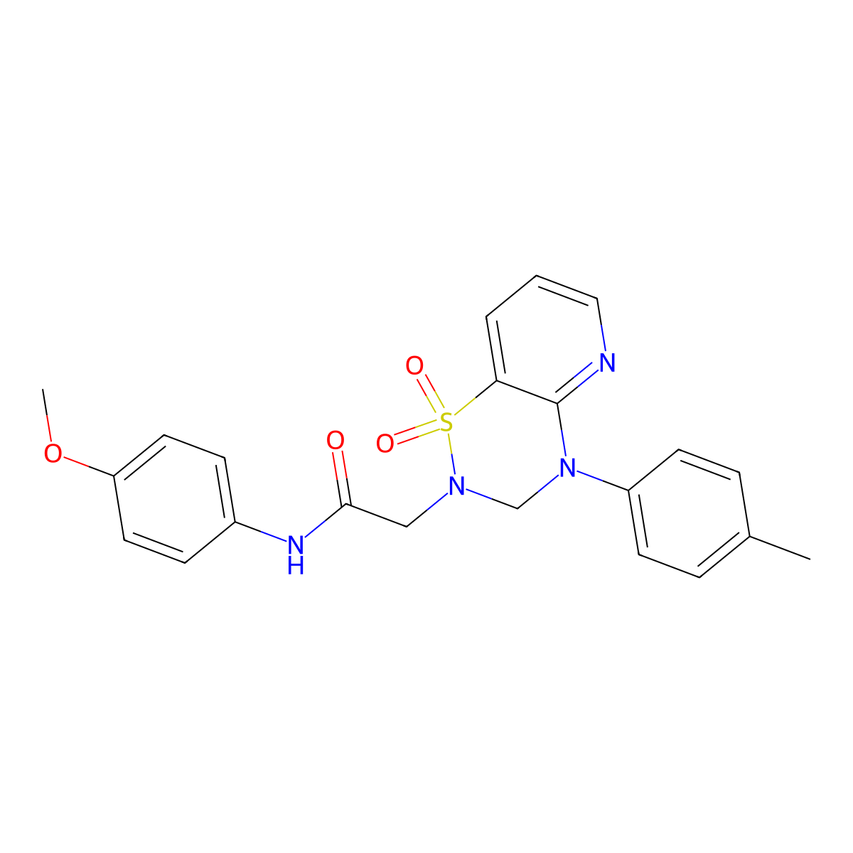 2-(1,1-dioxido-4-(p-tolyl)-3,4-dihydro-2H-pyrido[2,3-e][1,2,4]thiadiazin-2-yl)-N-(4-methoxyphenyl)acetamide molecular structure, CAS 1251628-72-4