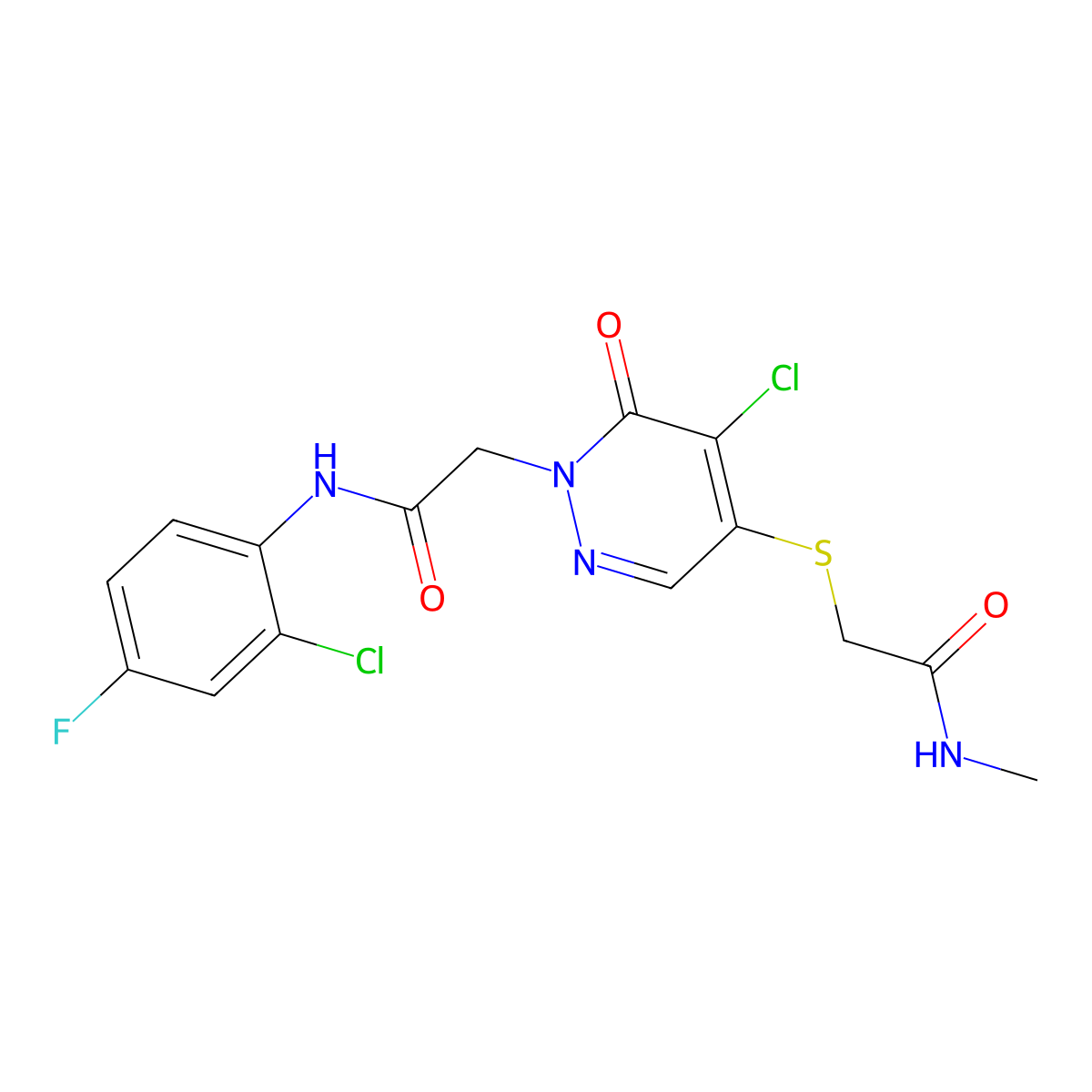2-[(5-chloro-1-{[(2-chloro-4-fluorophenyl)carbamoyl]methyl}-6-oxo-1,6-dihydropyridazin-4-yl)sulfanyl]-N-methylacetamide molecular structure, CAS 1251628-77-9