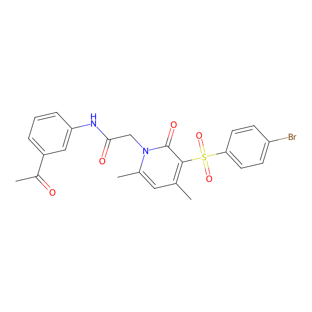 N-(3-acetylphenyl)-2-(3-((4-bromophenyl)sulfonyl)-4,6-dimethyl-2-oxopyridin-1(2H)-yl)acetamide molecular structure, CAS 1251628-78-0