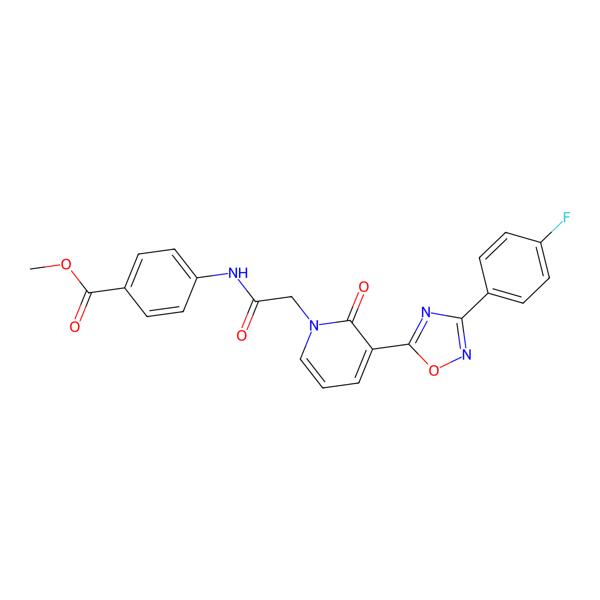methyl 4-(2-(3-(3-(4-fluorophenyl)-1,2,4-oxadiazol-5-yl)-2-oxopyridin-1(2H)-yl)acetamido)benzoate molecular structure, CAS 1251628-79-1