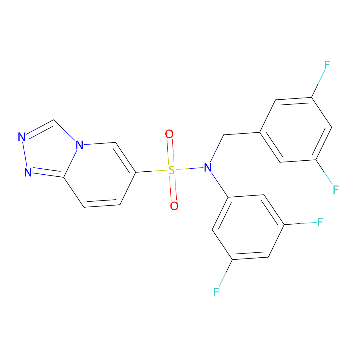 N-(3,5-difluorophenyl)-N-[(3,5-difluorophenyl)methyl]-[1,2,4]triazolo[4,3-a]pyridine-6-sulfonamide molecular structure, CAS 1251628-83-7