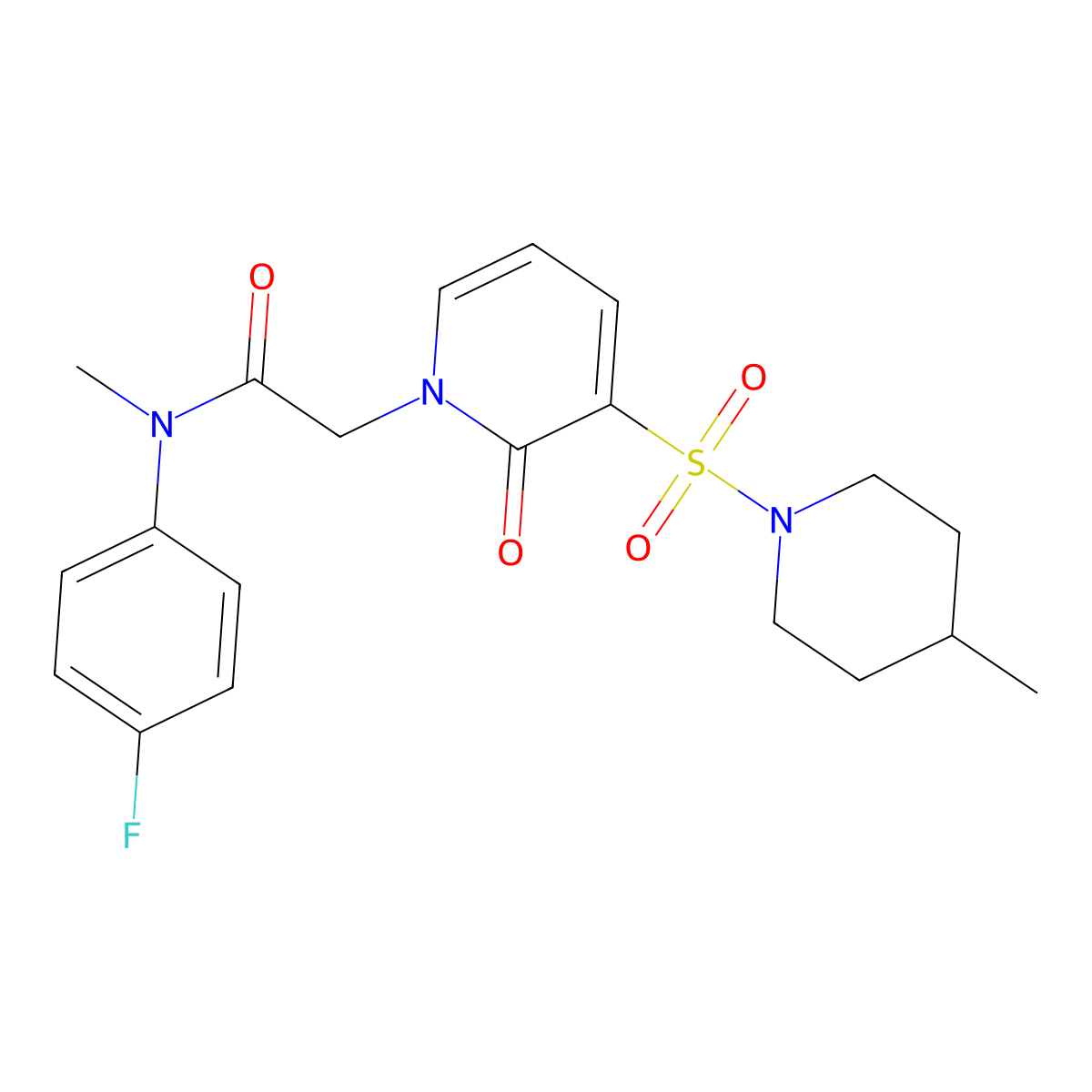 N-(4-fluorophenyl)-N-methyl-2-(3-((4-methylpiperidin-1-yl)sulfonyl)-2-oxopyridin-1(2H)-yl)acetamide molecular structure, CAS 1251628-86-0
