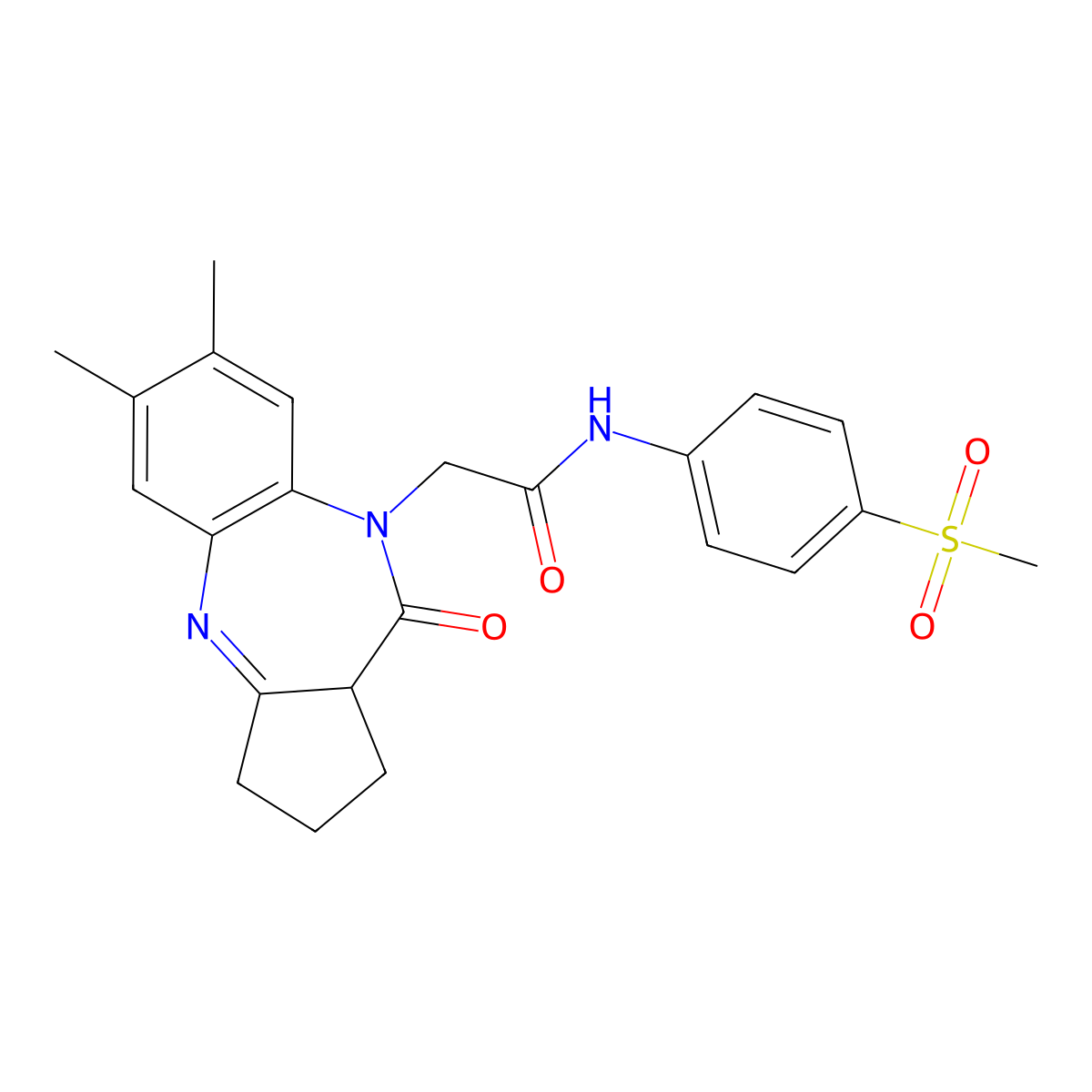 2-{12,13-dimethyl-8-oxo-2,9-diazatricyclo[8.4.0.0^{3,7}]tetradeca-1(10),2,11,13-tetraen-9-yl}-N-(4-methanesulfonylphenyl)acetamide molecular structure, CAS 1251628-88-2