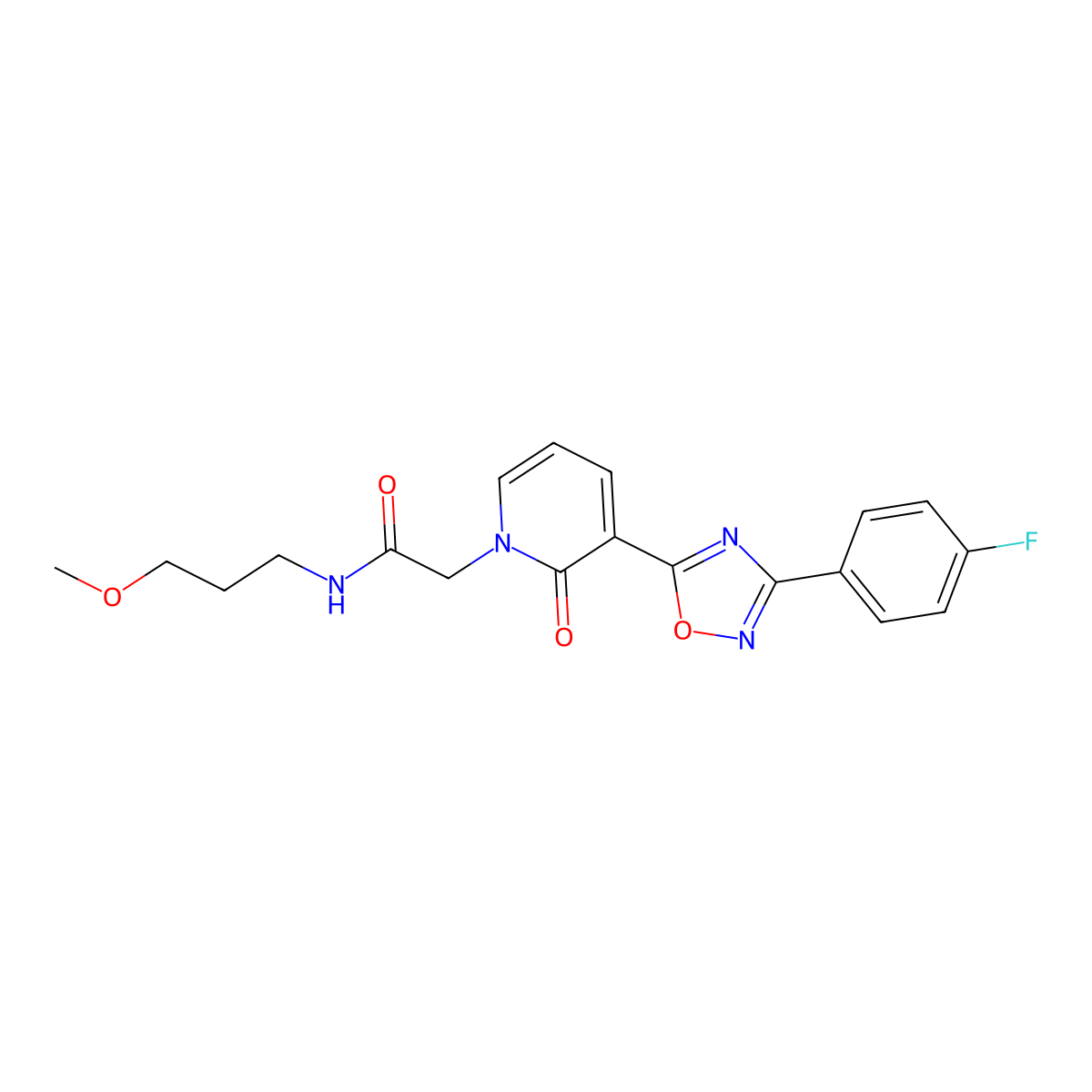 2-(3-(3-(4-fluorophenyl)-1,2,4-oxadiazol-5-yl)-2-oxopyridin-1(2H)-yl)-N-(3-methoxypropyl)acetamide molecular structure, CAS 1251628-93-9