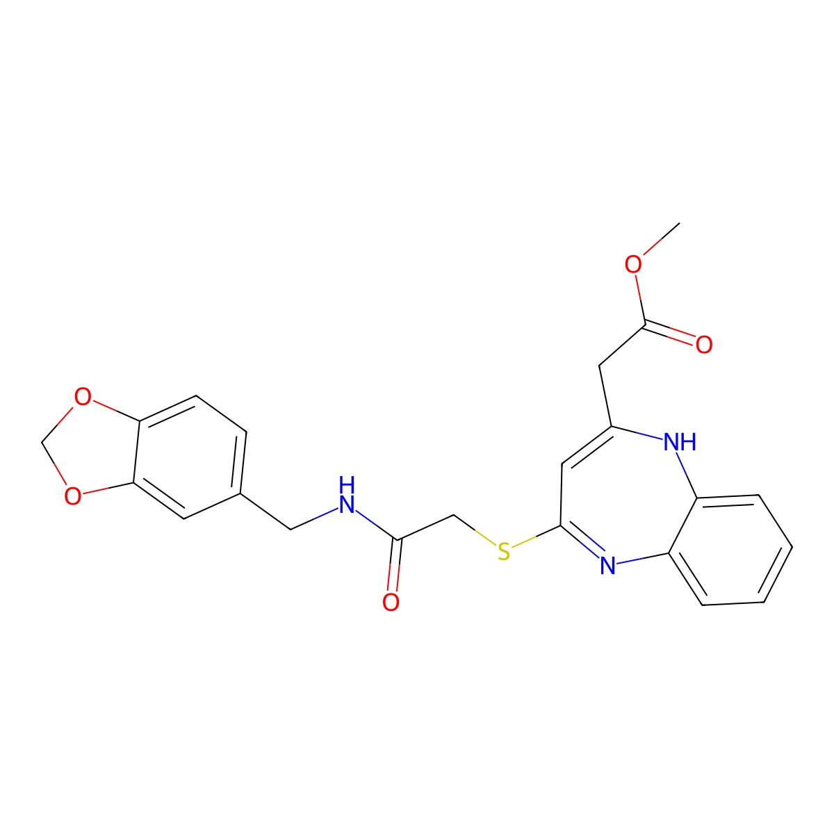 methyl [4-({2-[(1,3-benzodioxol-5-ylmethyl)amino]-2-oxoethyl}thio)-1H-1,5-benzodiazepin-2-yl]acetate molecular structure, CAS 1251628-94-0