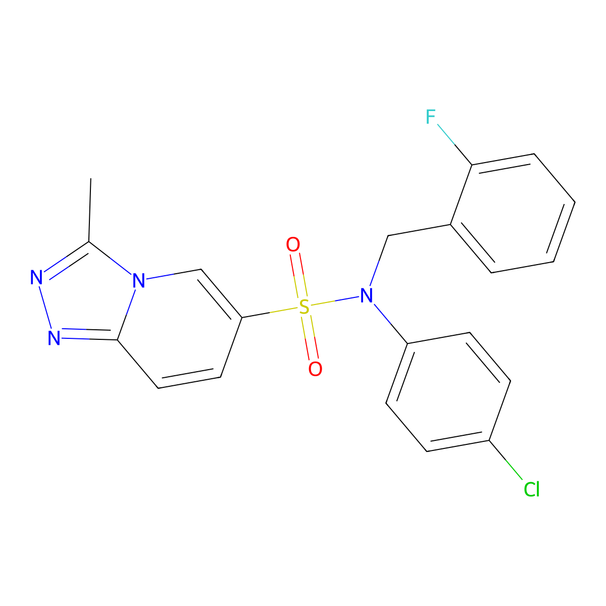 N-(4-chlorophenyl)-N-[(2-fluorophenyl)methyl]-3-methyl-[1,2,4]triazolo[4,3-a]pyridine-6-sulfonamide molecular structure, CAS 1251628-96-2